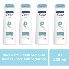 Dove Narin Bakım Şampuan Hassas, Ince Telli Saçlar Için 400 Ml - 4 Adet