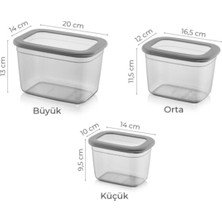 Tubi Home  3lü Dikdörtgen Saklama Kabı Derin 1X(2300 Ml, 1300 Ml, 800 Ml)