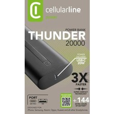 Cellularline Thunder 20000 Mah Powerbank Siyah (Resmi Distribütör Garantili)