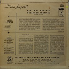 Kupon Dinu Lipatti His Last Recital Besançon Festival (Part 1) 2012 Lp