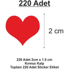 Armut Reklam 220 Adet 2 cm Yapışkanlı Kalp Şekilli Kırmızı Sticker Etiket Paketleme Parti Hediyeleri