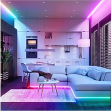 Led Animasyonlu Tak Çalıştır Kumandalı Trafolu Rgb Şerit Işık Aydınlatma 5 Metre Şşr