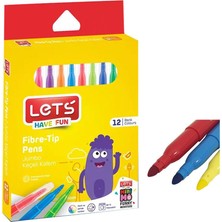 Let's Jumbo Keçeli Kalem 12 Renk 1 Paket Lets Keçeli Kalem Jumbo 12 Renk