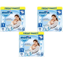Molfix Bebek Bezi Yenidoğan Fırsat Paketi 3'lü 1 Beden 2-5 kg 264 Adet