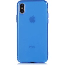 Kzy Apple iPhone Xs Kapak Kamera Korumalı Neon Renkli Silikon Kılıf - Neon Mavi