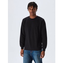 Siyah Bisiklet Yaka Sweatshirt