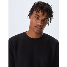 Siyah Bisiklet Yaka Sweatshirt