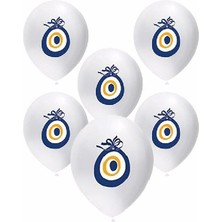 Best Parti Beyaz Nazar Boncuklu Balon 10 Adet Şık Ebatlarla Kutlama İçin