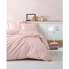 Cotton Box Çift Kişilik Saten Nevresim Takımı Elegante Stripe Pudra