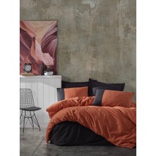 Cotton Box Plain Çift Kişilik Nevresim Takımı Kiremit Siyah