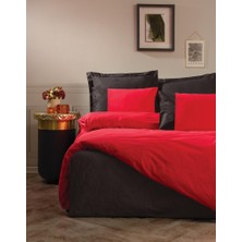 Cotton Box Plain Çift Kişilik Nevresim Takımı Kırmızı Siyah
