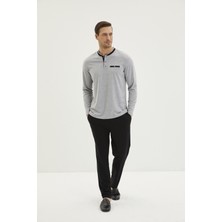 Kiğılı Uzun Kollu Patlı 2'li Pijama Takımı