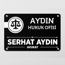 Ofistike Avukatlara Özel Siyah Kapı Tabelası Büro Ofis Mini Giriş Tabelası