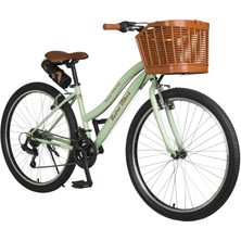 Trendbisiklet Retro Classic 26 Jant 21 Vites Shımano, Kadın Bisikleti Mint Yeşili-Kahve
