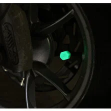 Hexagon Fosforlu Floresan LED Yeşil Pilsiz Araba Motorsiklet Lastik Sibop Kapaği (2 Adet)