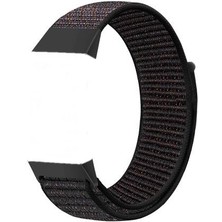 Markacase Fitbit Charge 4 Için Dokuma  Kordon Siyah Kırmızı Noktalı
