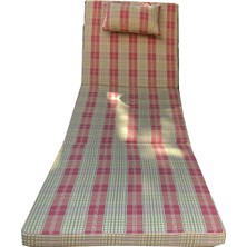 Yastık Minder Koton Pembe Sarı Dayanıklı Kumaş 3 Kademeli Katlanır Şezlong Mınderi