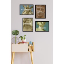 Takivis Uçuk Kaçık Sözler 4 Parça Çerçeve Görünümlü Set Tablo