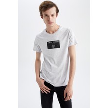 DeFacto Slim Fit Bisiklet Yaka Kuru Kafa Baskılı Kısa Kollu Tişört W6091AZ22SP