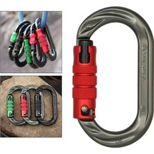 Mimgo Açık O-Ring Carabiner Alüminyum Alaşım Vidalı Kilitleme Kanca Klipsi Tırmanmak Için Kırpma Gri Kırmızı (Yurt Dışından)