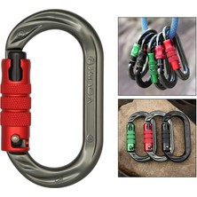 Mimgo Açık O-Ring Carabiner Alüminyum Alaşım Vidalı Kilitleme Kanca Klipsi Tırmanmak Için Kırpma Gri Kırmızı (Yurt Dışından)