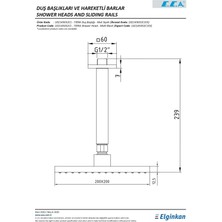 E.C.A Eca Tiera Tavandan Duş Başlığı Tepe Duşu Mat Siyah 102145032C1