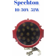 Spechton Traktör Iş Makinası Led Sis Farı 10-30v 51w  Kırmızı Çerçeve