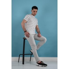 Akçaylar Slimfit Çizgili Örme Kumaş Erkek T-Shirt