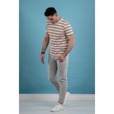 Akçaylar Slimfit Çizgili Örme Kumaş Erkek T-Shirt