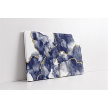 Tablosan Altın Detaylı Lacivert Soyut Kanvas Tablo