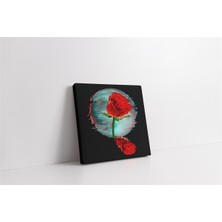 Tablosan Ay ve Gül Glitch Kanvas Tablo