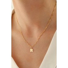 Milet Kuyumculuk 14 Ayar Altın Singapur Zincir Yonca Kolye