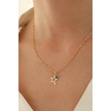 Milet Kuyumculuk 14 Ayar Altın Singapur Zincir Yıldız-Göz Kolye