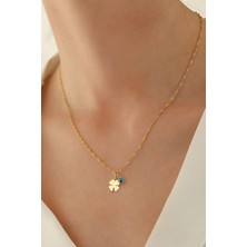 Milet Kuyumculuk 14 Ayar Altın Singapur Zincir Yonca-Göz Kolye