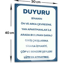 Decorita | Cam Yönlendirme Levhası | Duyuru - Çöp Atmak Yasaktır | 30cm x 40cm