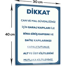 Decorita | Cam Yönlendirme Levhası | Dikkat - Kapıları Kapalı Tutunuz | 30cm x 40cm