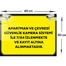 Decorita | Cam Yönlendirme Levhası | Apartman Kamera Sistemi ile İzlenmektedir | 30cm x 40cm