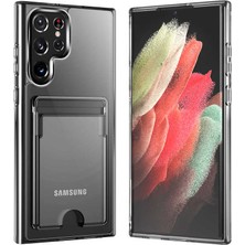 Case 4U Samsung Galaxy S22 Ultra Uyumlu Kılıf Kartvizitli Sert Pc Silikon Ensa Kapak Şeffaf