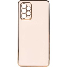 Case 4U Samsung Galaxy A33 5g Uyumlu Kılıf Kamera Korumalı Yumuşak Pastel Altın Kenar Bark Kapak Rose Gold