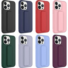 Case 4U Apple iPhone 12 Pro Max Kılıf Stand Olabilen Mat Yüzey Kaliteli TPU Silikon Qstand Arka Kapak Mürdüm