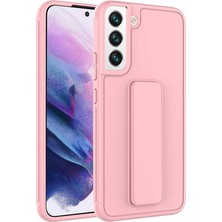 Case 4U S22 Plus Uyumlu Kılıf Stand Olabilen Mat Yüzey Kaliteli TPU Silikon Qstand Arka Kapak Pembe