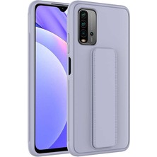 Case 4U Xiaomi Redmi 9T Kılıf Stand Olabilen Mat Yüzey Kaliteli TPU Silikon Qstand Arka Kapak Gri