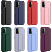 Case 4U Xiaomi Redmi 9T Kılıf Stand Olabilen Mat Yüzey Kaliteli TPU Silikon Qstand Arka Kapak Gri