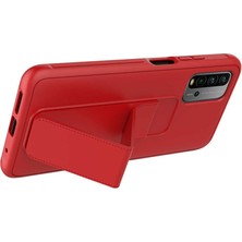 Case 4U Xiaomi Redmi 9T Kılıf Stand Olabilen Mat Yüzey Kaliteli TPU Silikon Qstand Arka Kapak Kırmızı