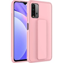 Case 4U Xiaomi Redmi 9T Kılıf Stand Olabilen Mat Yüzey Kaliteli TPU Silikon Qstand Arka Kapak Pembe