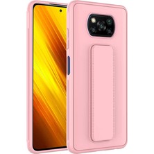 Case 4U Xiaomi Poco X3 / X3 Pro Kılıf Stand Olabilen Mat Yüzey Kaliteli TPU Silikon Qstand Arka Kapak Pembe