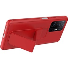 Case 4U Xiaomi Mi 11T 5g / Mi 11T Pro 5g Kılıf Stand Olabilen Mat Yüzey Kaliteli TPU Silikon Qstand Arka Kapak Lila