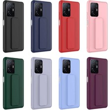 Case 4U Xiaomi Mi 11T 5g / Mi 11T Pro 5g Kılıf Stand Olabilen Mat Yüzey Kaliteli TPU Silikon Qstand Arka Kapak Lila