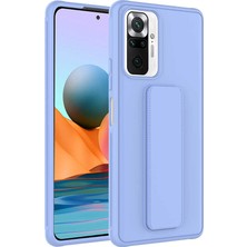 Case 4U Xiaomi Redmi Note 10 Pro Kılıf Stand Olabilen Mat Yüzey Kaliteli TPU Silikon Qstand Arka Kapak Lila