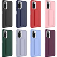 Case 4U Xiaomi Redmi Note 10 Pro Kılıf Stand Olabilen Mat Yüzey Kaliteli TPU Silikon Qstand Arka Kapak Lila